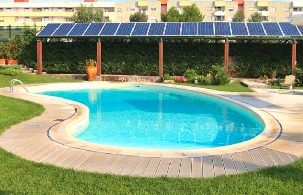 piscina per famiglia forma fagiolo